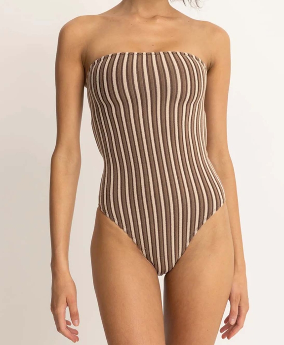 Rhythm - Terry Sand Stripe Strapless One Piece