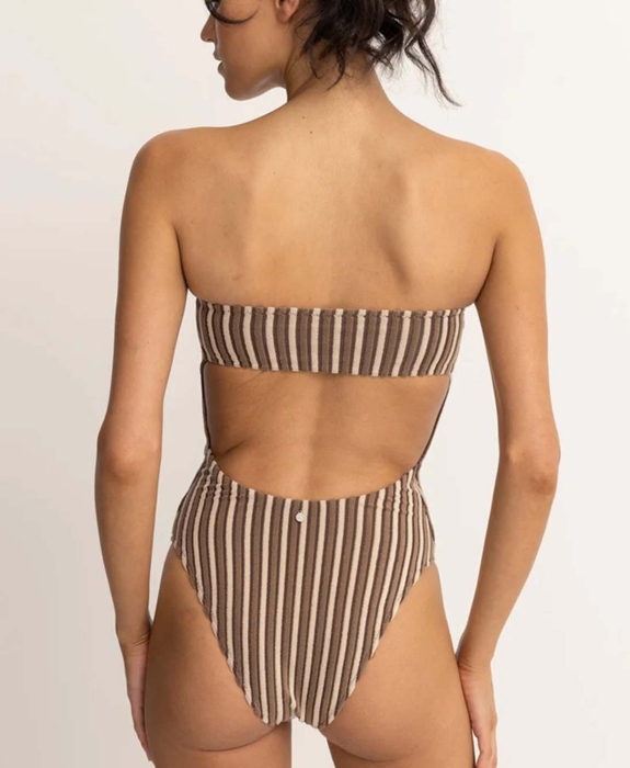 Rhythm - Terry Sand Stripe Strapless One Piece