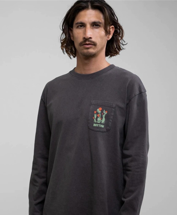 Rhythm - Cactus Pocket LS Tee Vintage Black