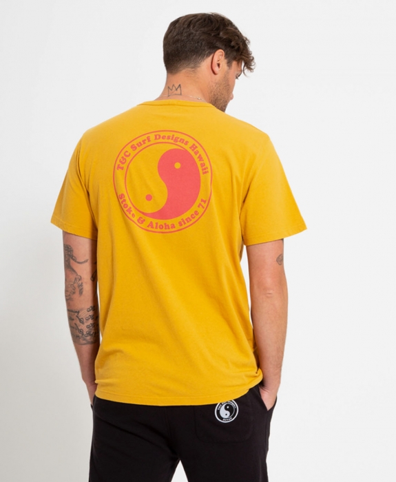 Town & Country Surfboards - Stay Stoked Pocket Tee Mustard