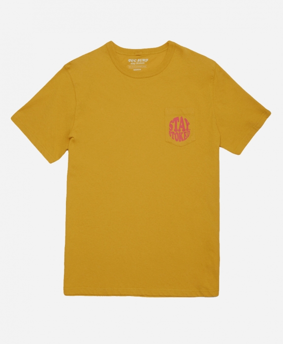 Town & Country Surfboards - Stay Stoked Pocket Tee Mustard