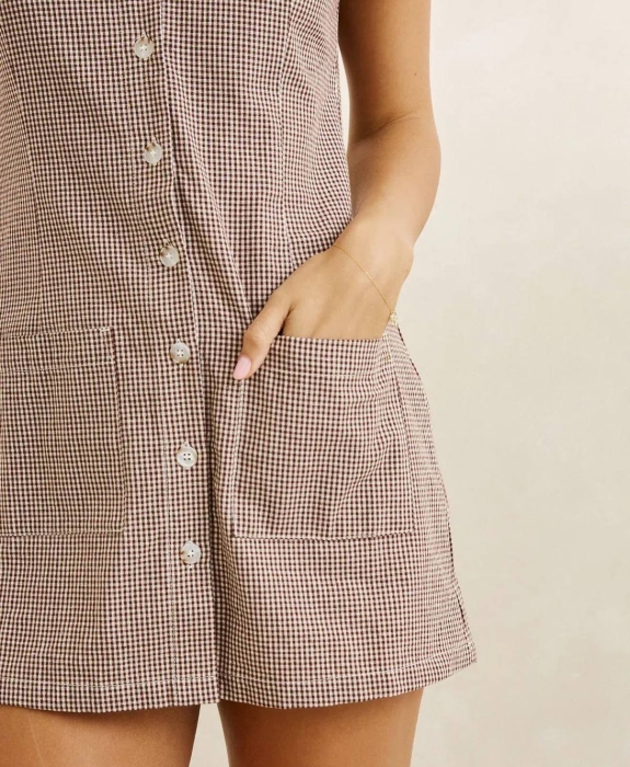 Rhythm - London Check Button Front Mini Dress