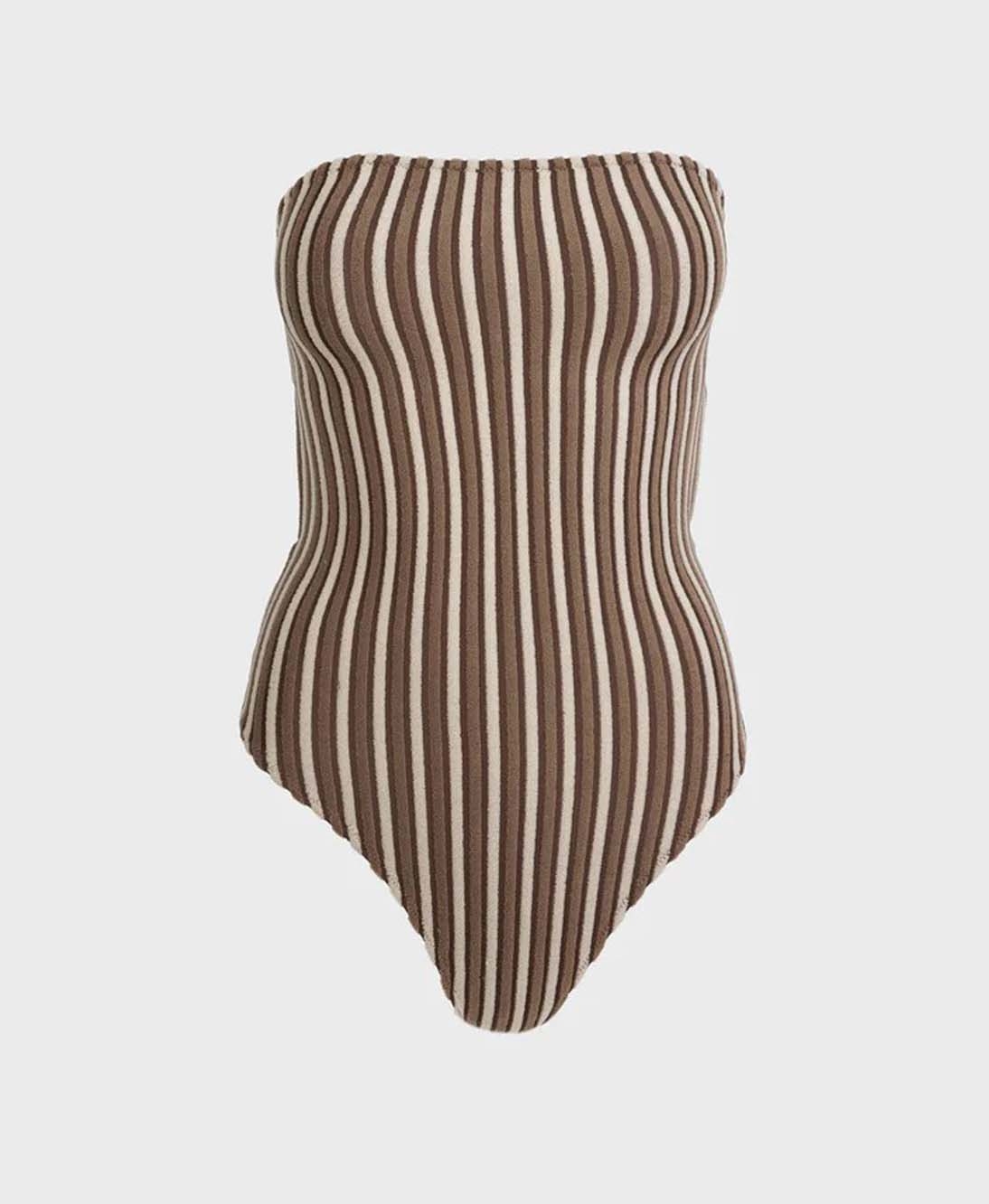 Rhythm - Terry Sand Stripe Strapless One Piece